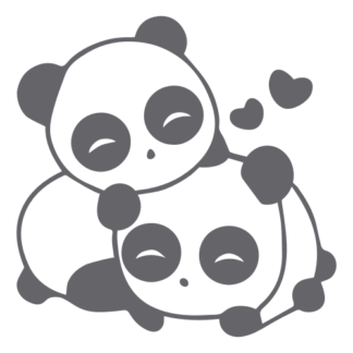 Cute Panda Couple In Love Decal (Grey)